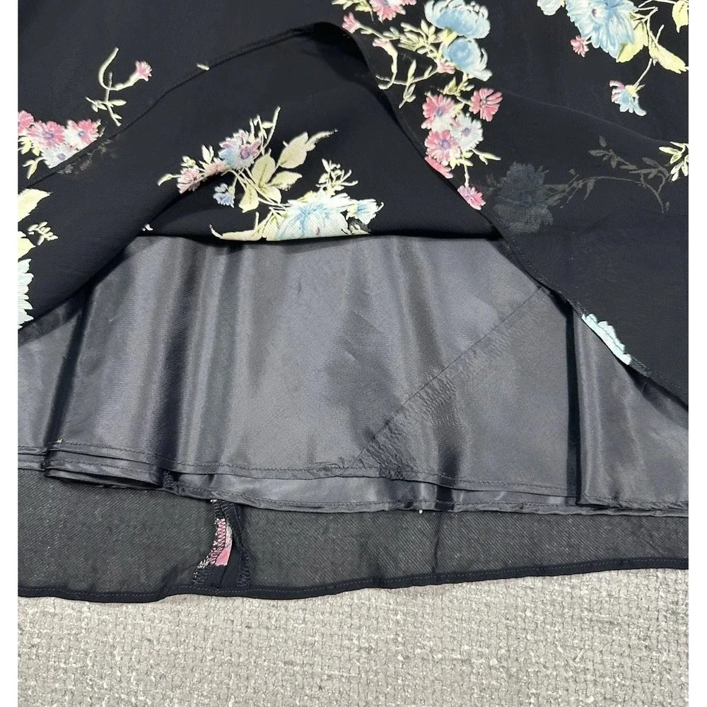 Vtg 90s Evan Picone Dress Womens 10 Petite Black Floral Whimsigoth‎ Dark Fairy
